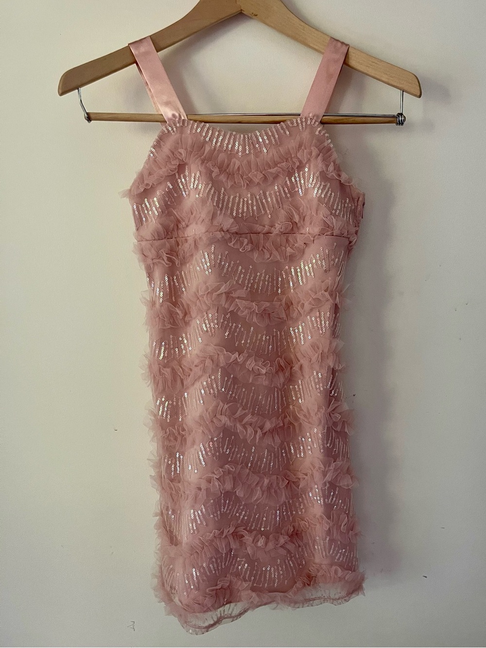Speechless Kids Sequin Ruffle Party Dress Size 8 Blush Pink Special Occasion
